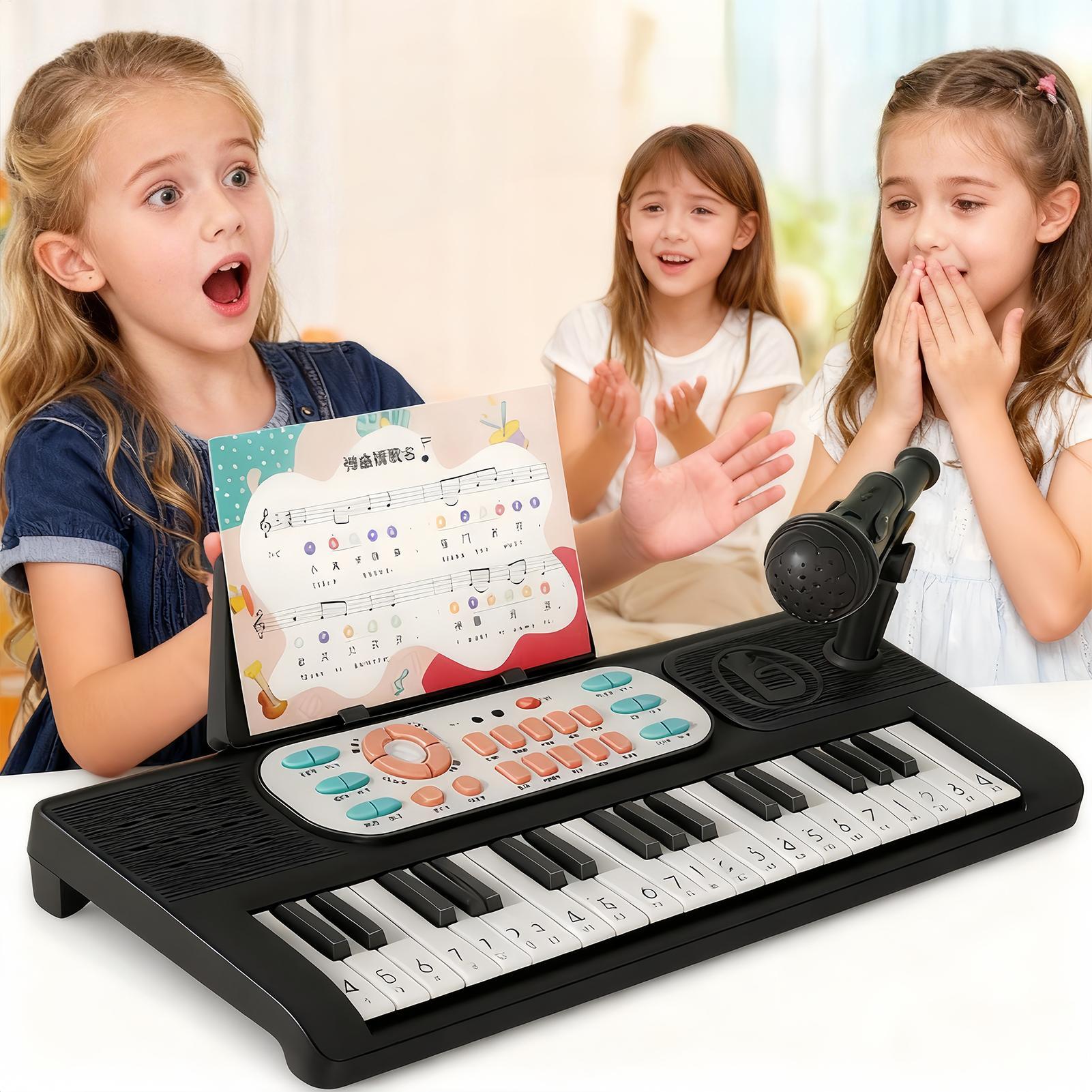 Song With Musical Instrument - E-Piano für Kinder, 37-Baby-Tastatur mit Mikrofon,