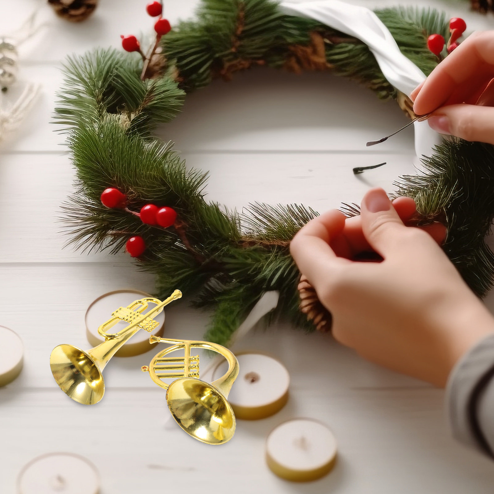 Musical Instrument Xmas Ornaments - 12 Stück Weihnachts-Mini-Musikinstrumente aus Kunststoff, kleine