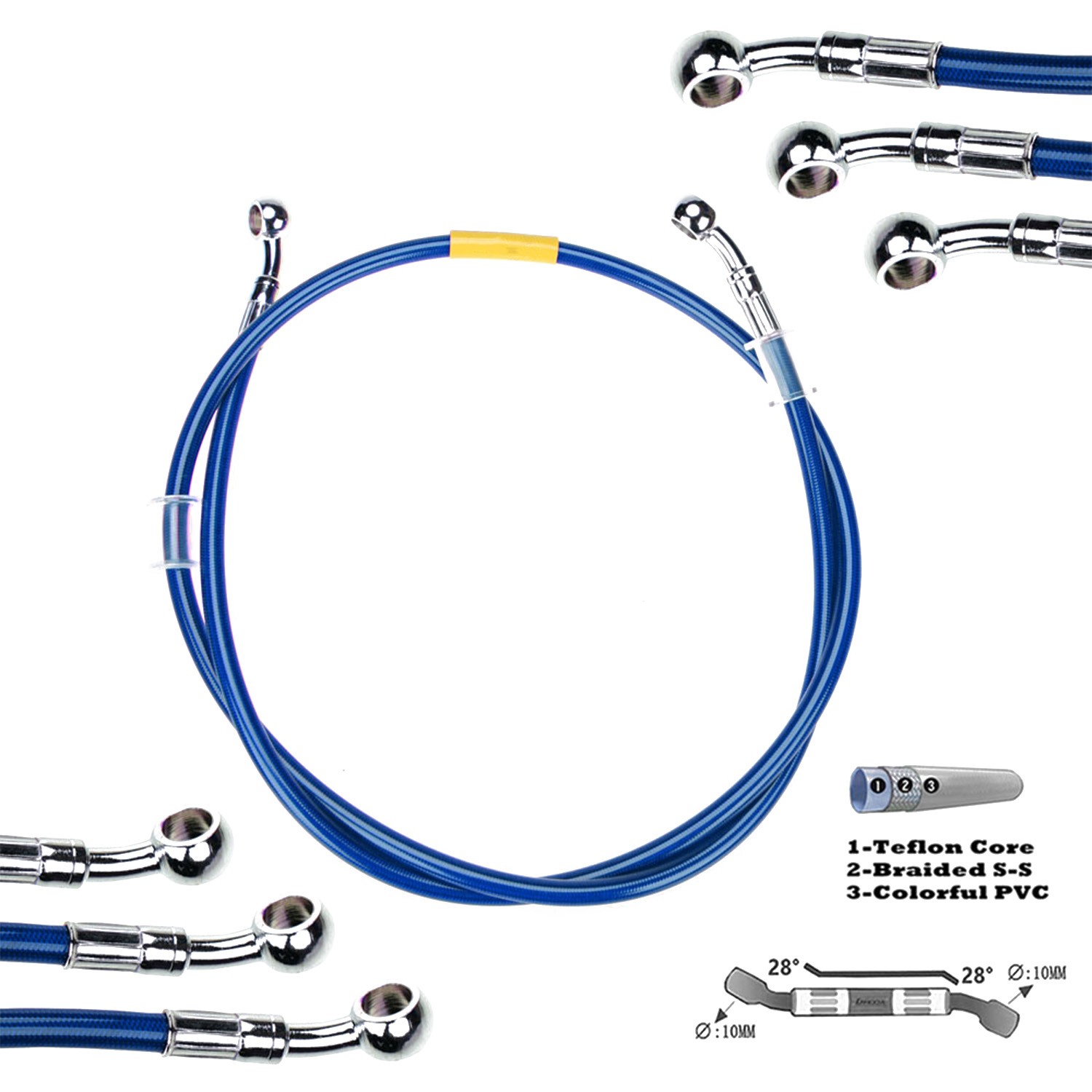 Musical Instrument Banjo - Blaues 400 mm-2200 mm Bremsschlauch-Hydraulik-DOT-Leitungskabel 10