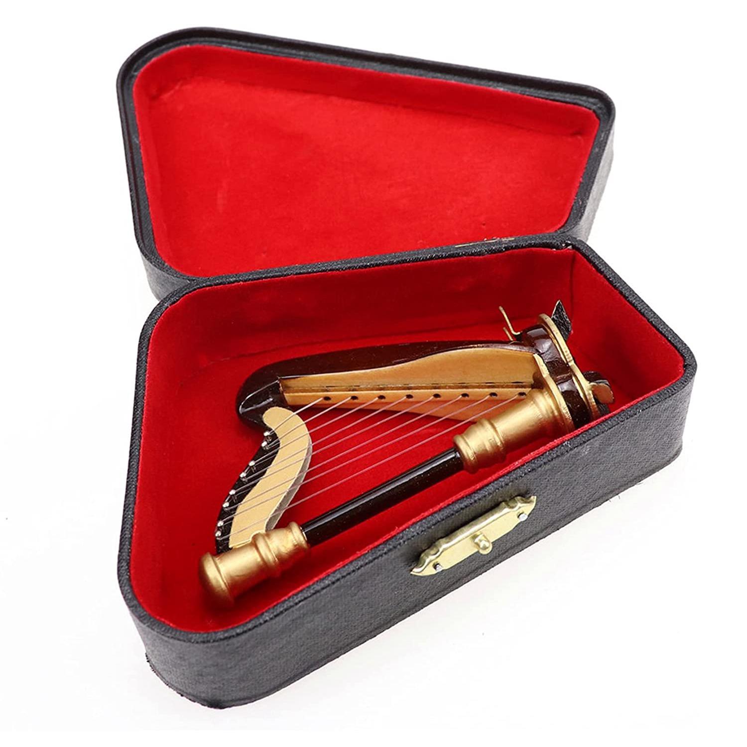 Musical Instrument Manufacturers - B05C-Holz Miniatur Harfe mit Koffer Mini