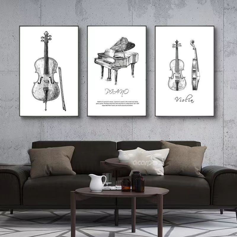 Musical Instrument Manufacturers - Leinwand Malerei Moderne Minimalistischen Klavier Violine