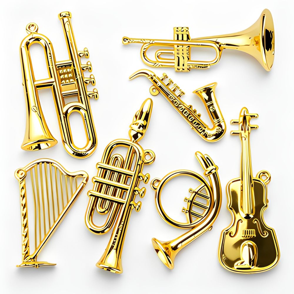 Musical Instrument Xmas Ornaments - 6/10 Stück zufällige kleine goldene Musikinstrument-Anhänger