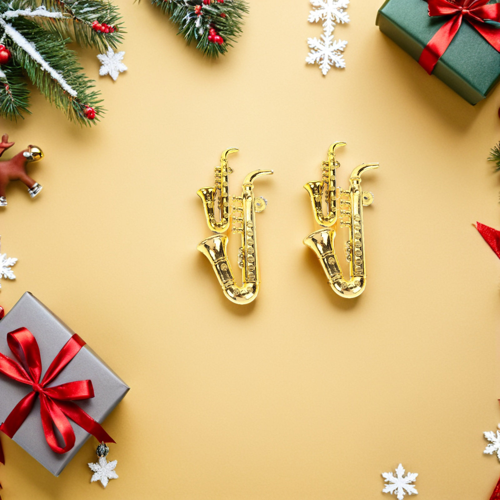 Musical Instrument Xmas Ornaments - 40 Stück Plastik-Saxophon-Weihnachtsbaum-Hängeornamente, Musikinstrumenten-Dekorationen, Musik-Charm-Anhänger, Weihnachtsfeier-Deko