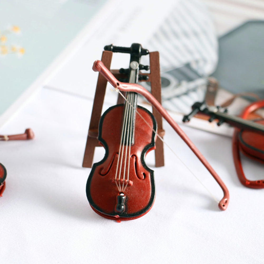 Musical Instrument Xmas Ornaments - 2 Stück Mini-Geigen-Ornamente Retro-Musikinstrument Heimdekoration Schreibtisch-Deko