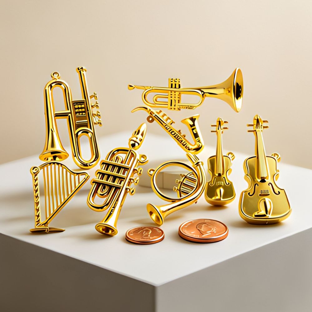 Musical Instrument Xmas Ornaments - 5/18 Stück Zufällige Mini Goldene Musikinstrument-Ornamente