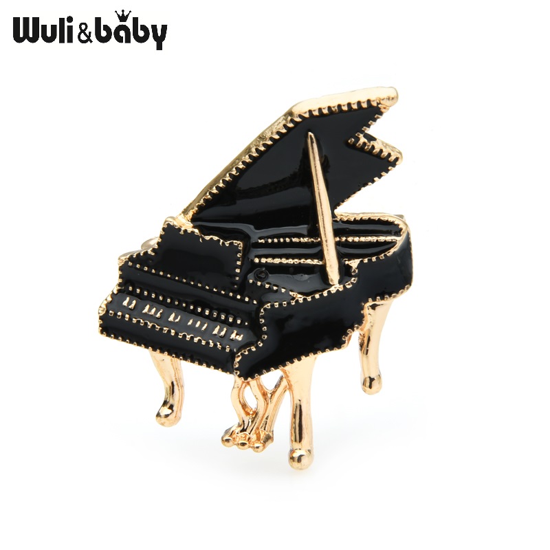 Musical Instrument Symbols - Wuli&baby Schwarz Emaille Klavier Broschen Frauen